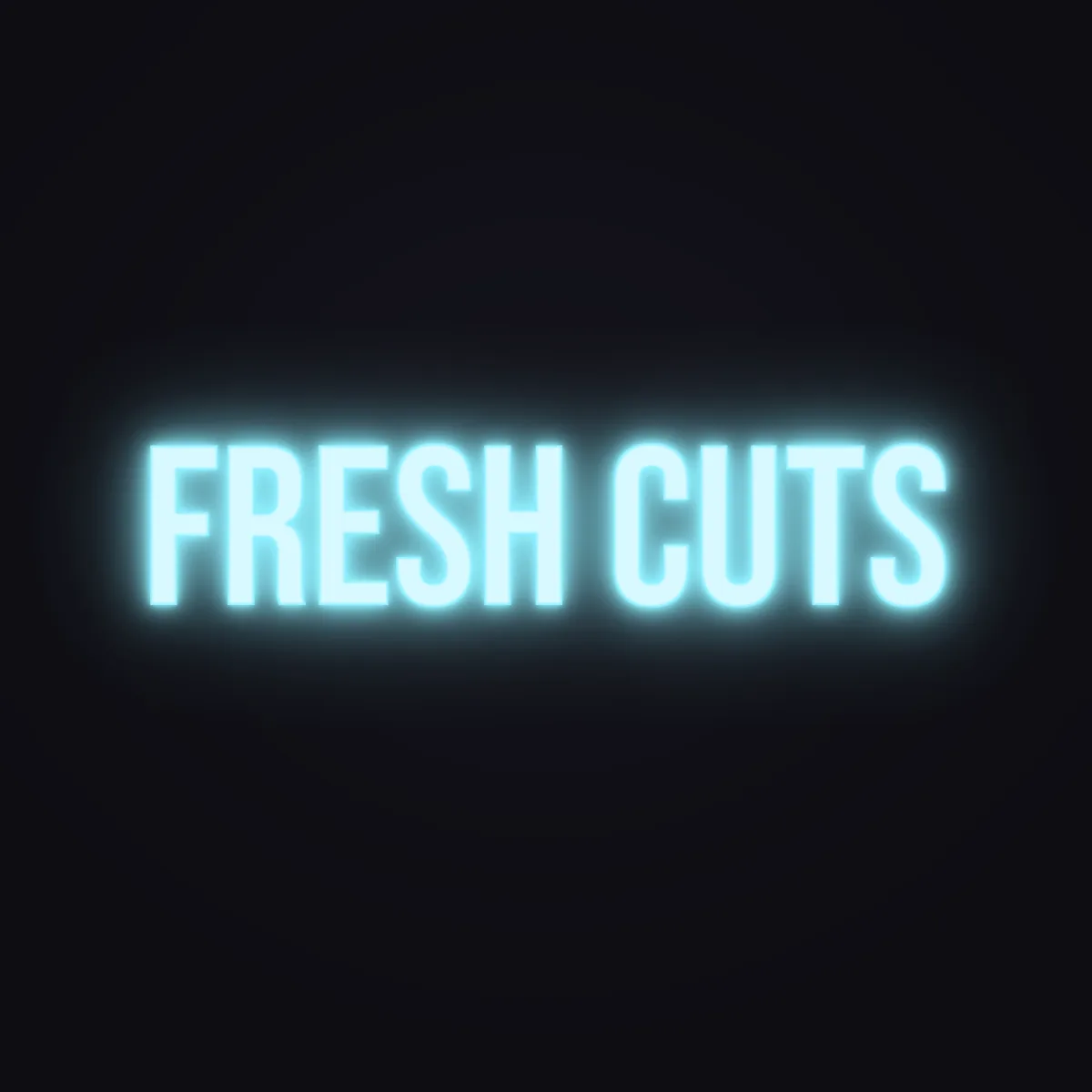 FRESH CUTS Neon Sign — Ice Blue LED neon (design render)