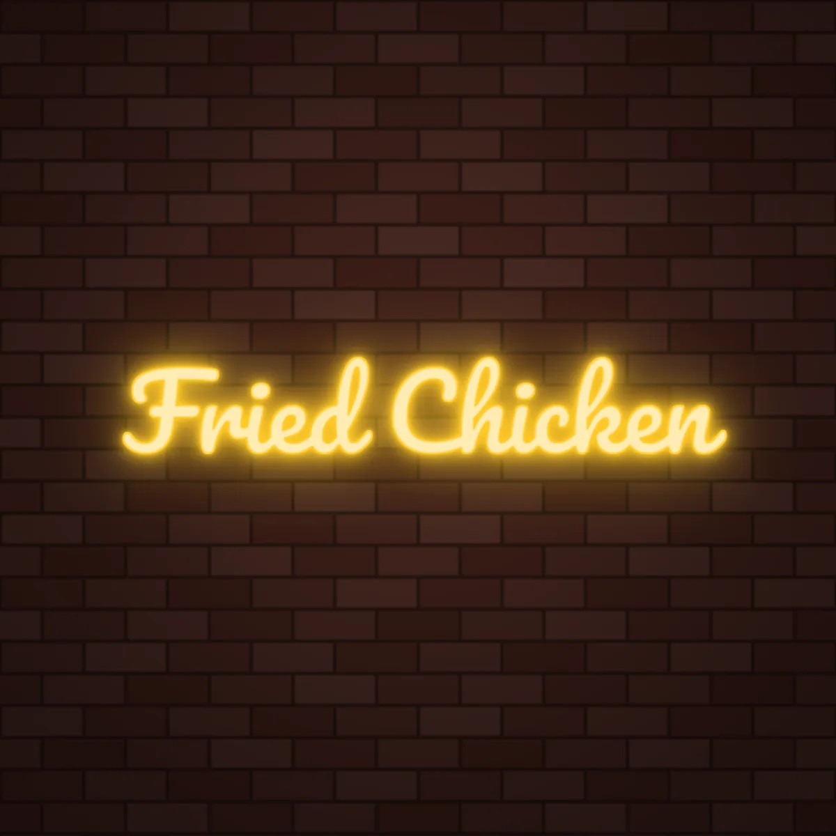 Fried Chicken Neon Sign on a brick wall (design render)