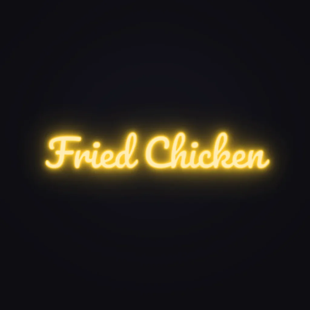 Fried Chicken Neon Sign — Golden Yellow LED neon (design render)