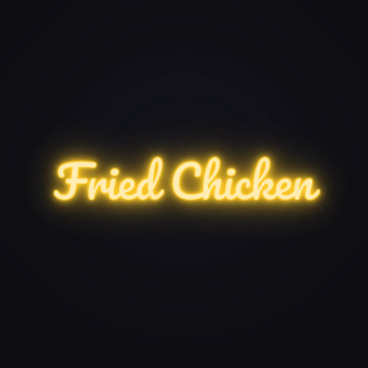 Fried Chicken Neon Sign — Golden Yellow LED neon (design render)