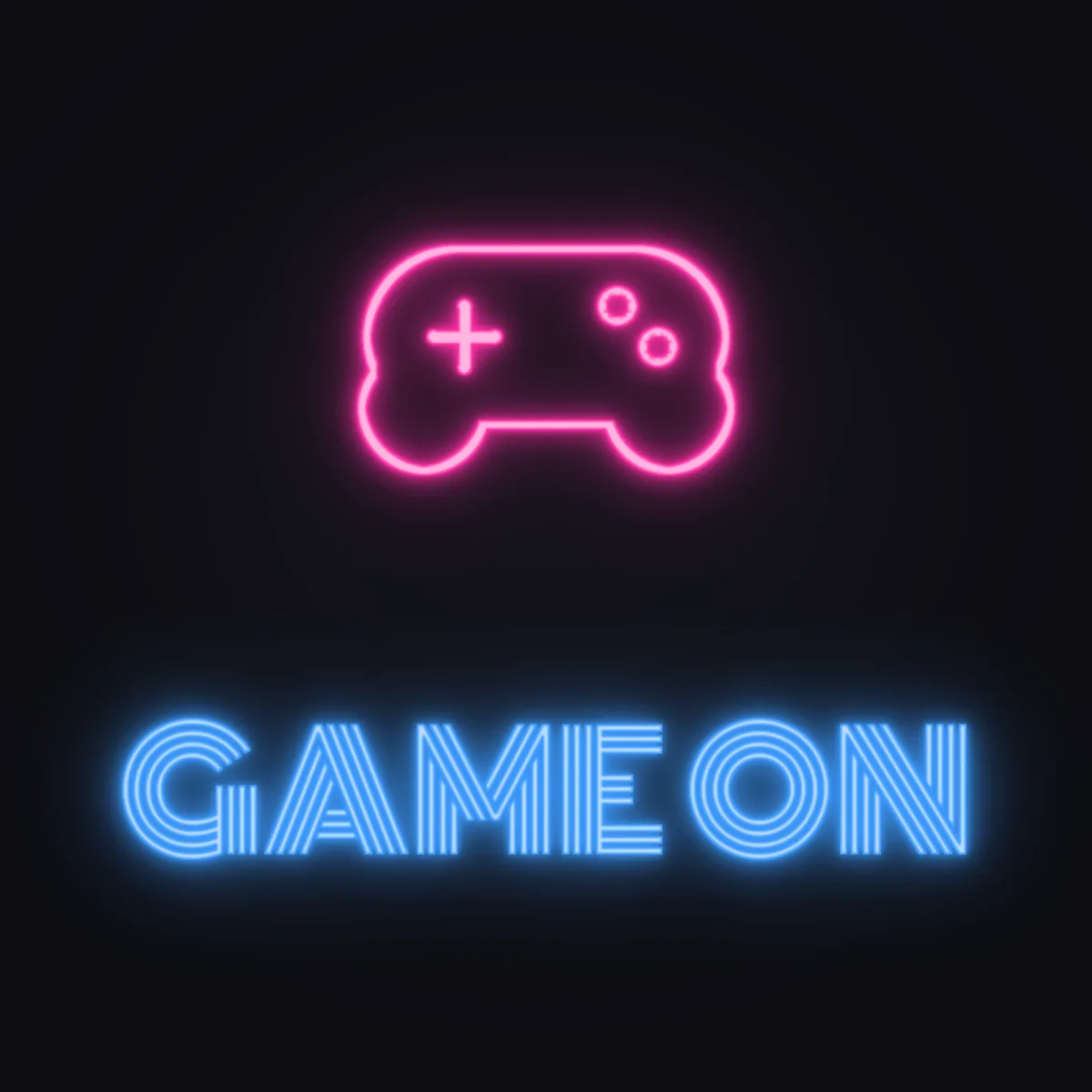 Game Controller Neon Sign — Electric Blue LED neon (design render)