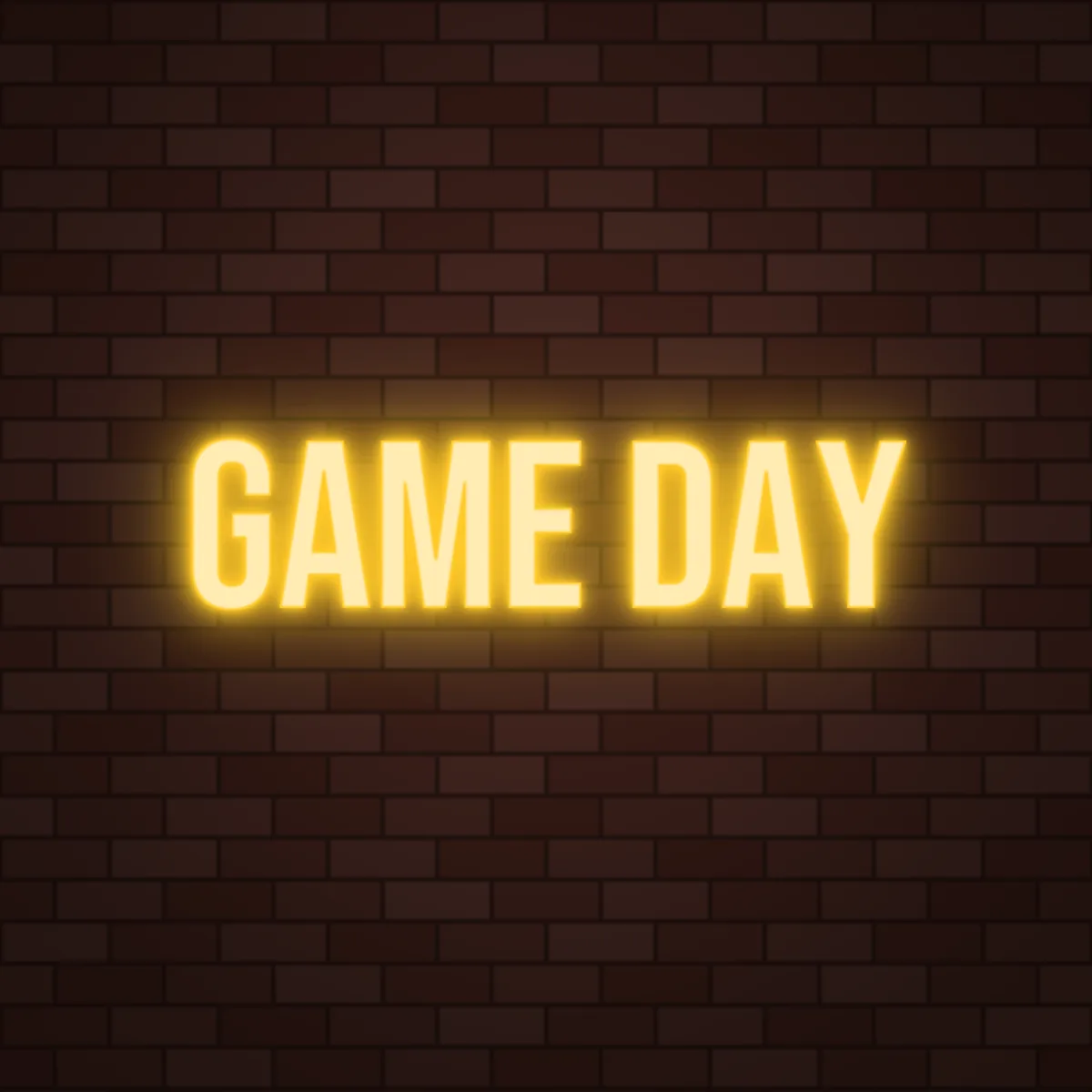 Game Day Neon Sign on a brick wall (design render)