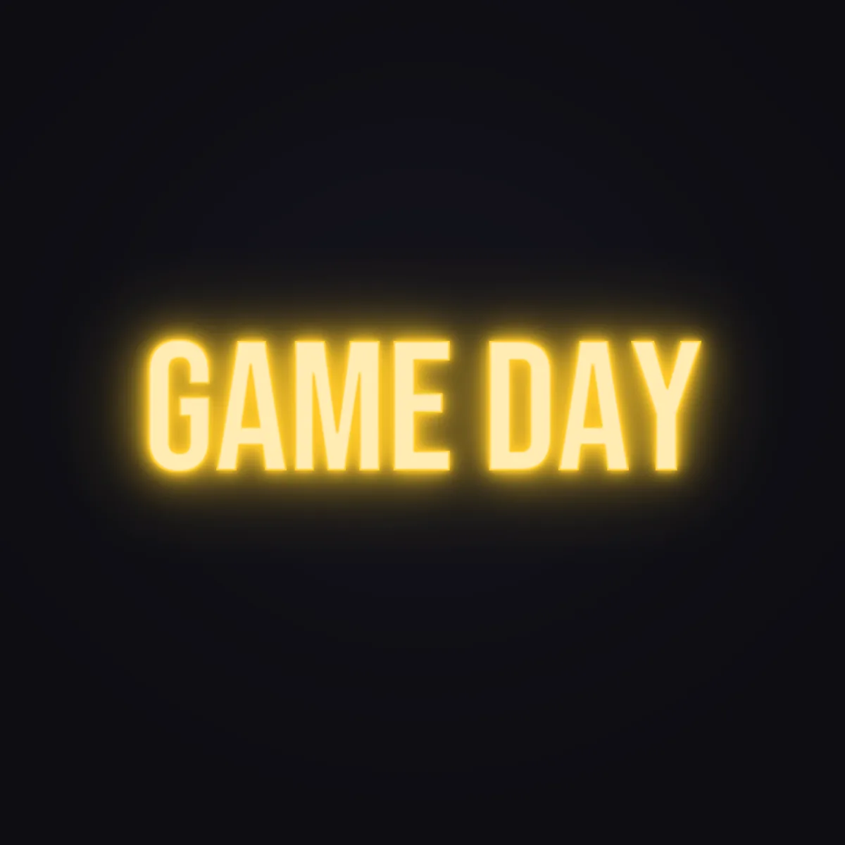 Game Day Neon Sign — Golden Yellow LED neon (design render)