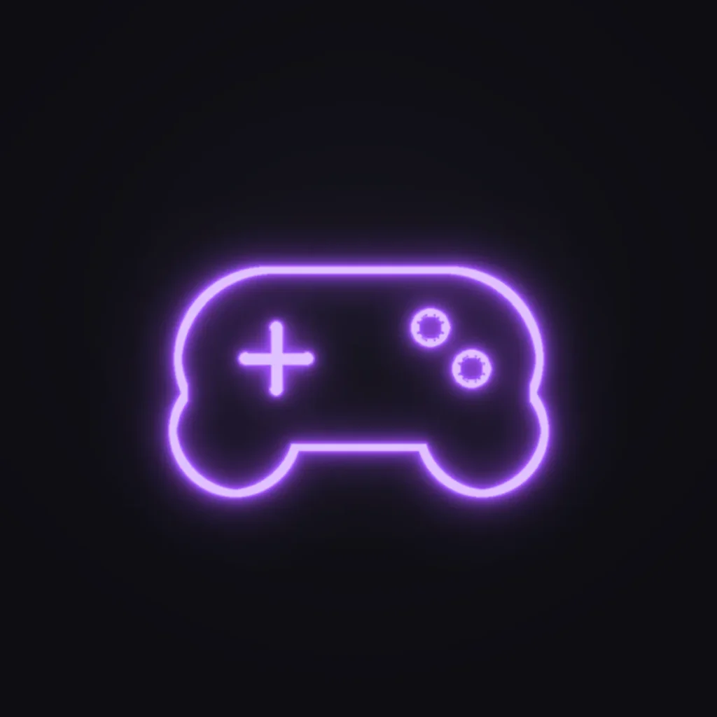 Gamepad Neon Sign — Purple LED neon (design render)