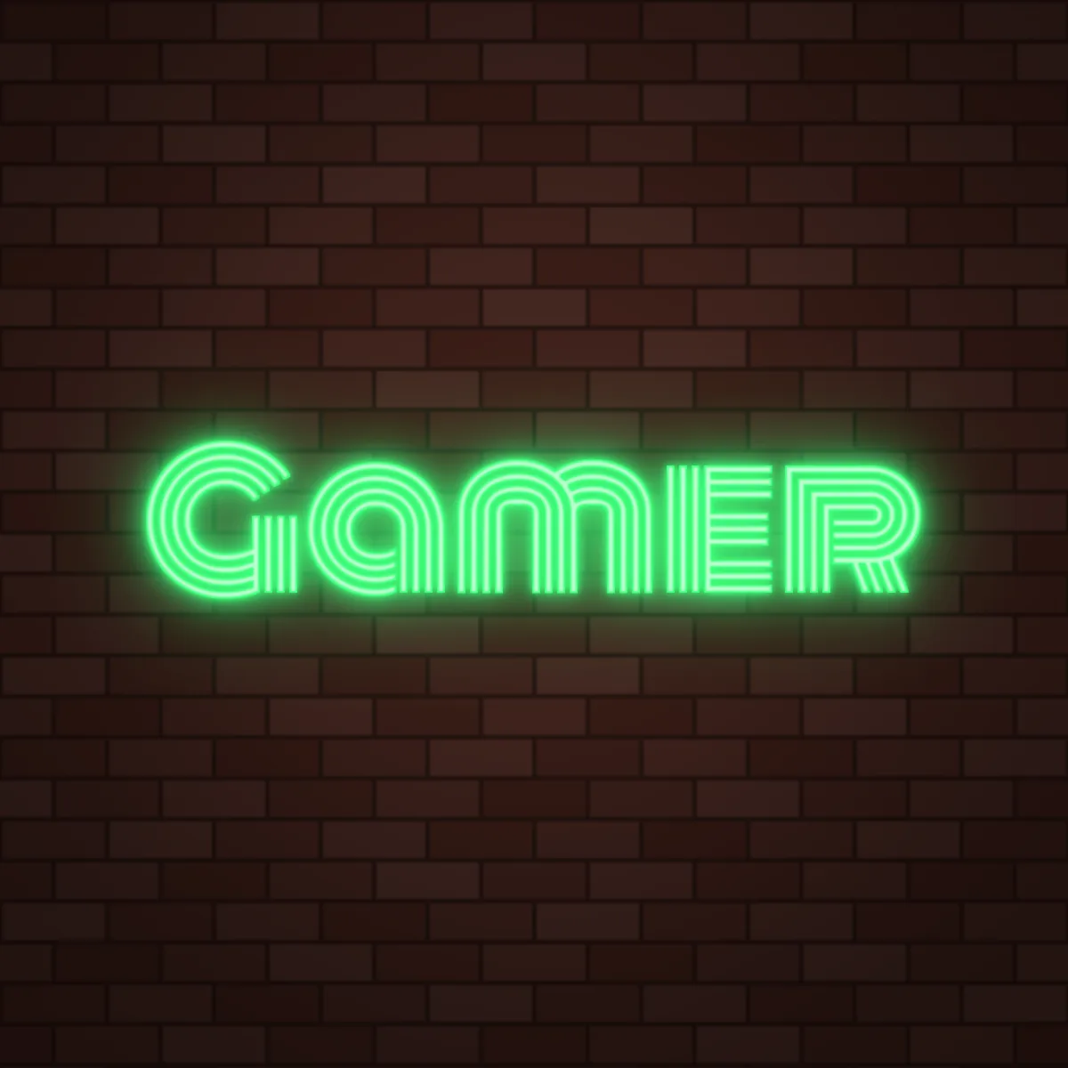 Gamer Neon Sign on a brick wall (design render)