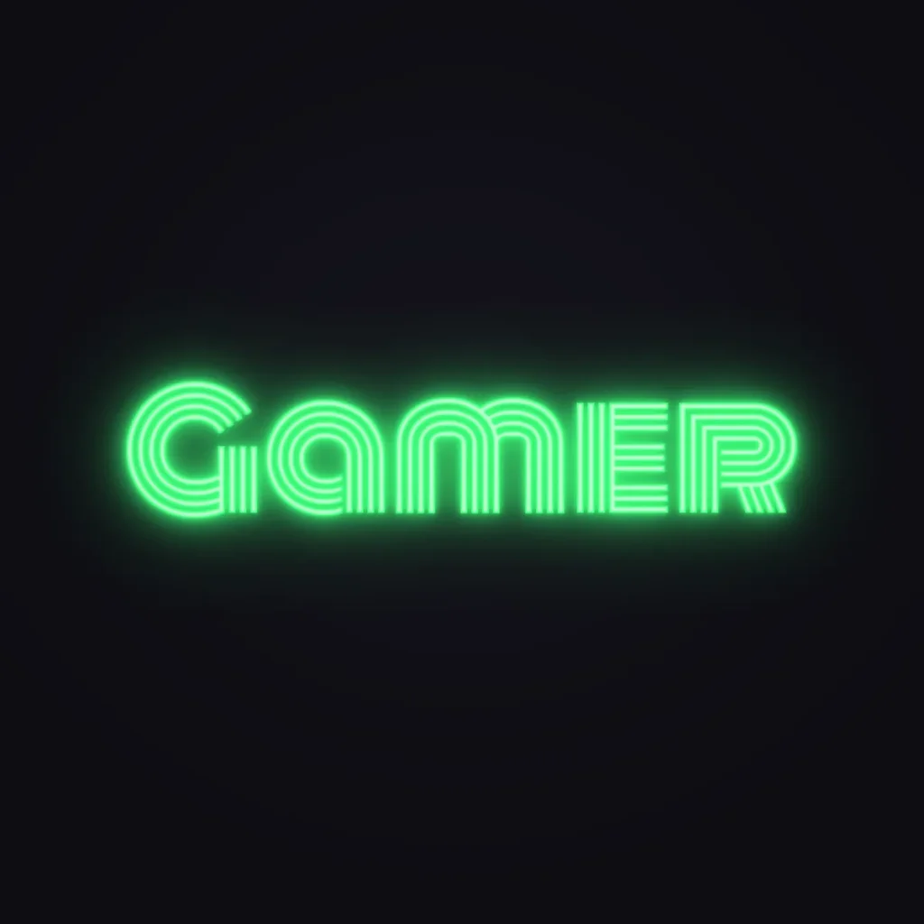 Gamer Neon Sign — Green LED neon (design render)