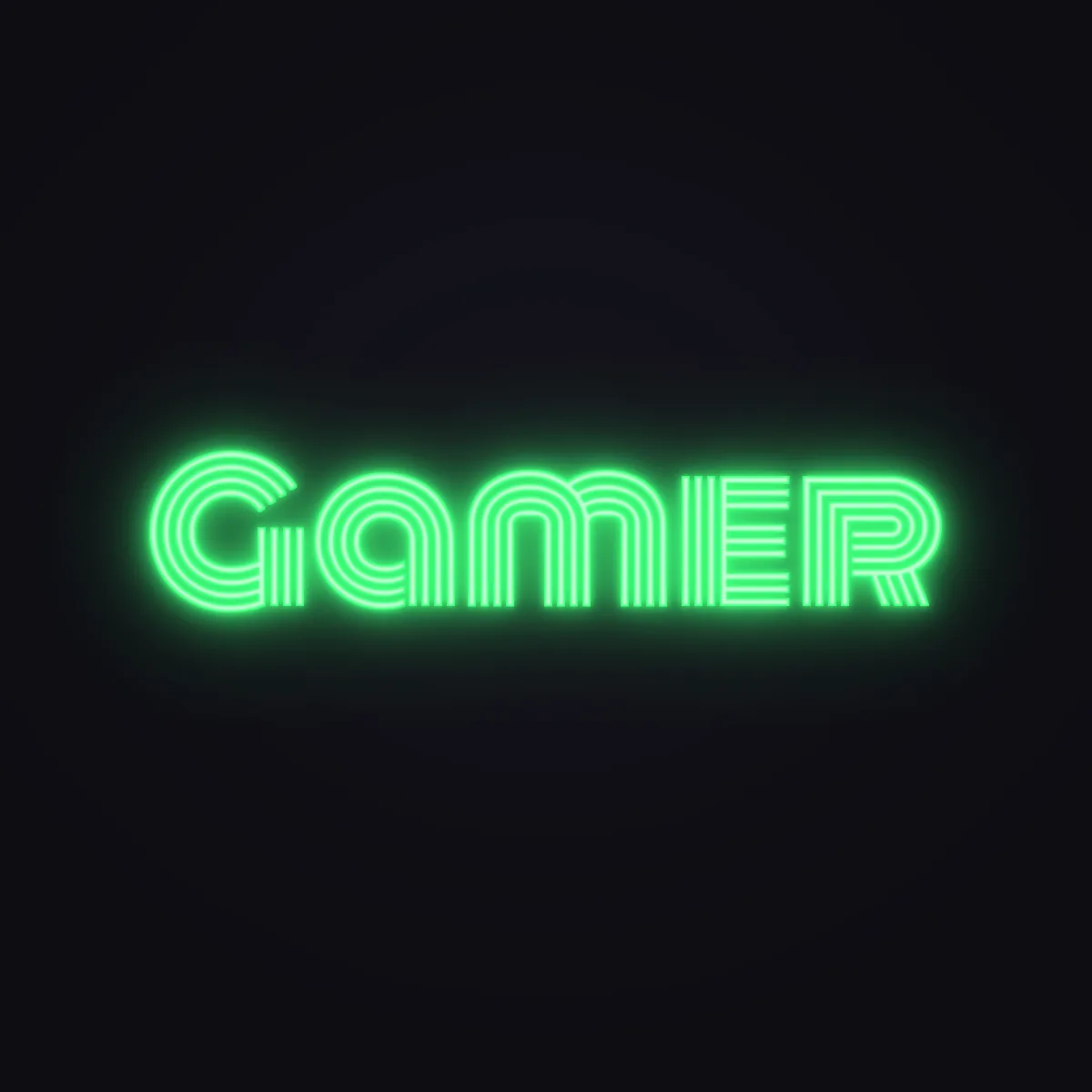 Gamer Neon Sign — Green LED neon (design render)