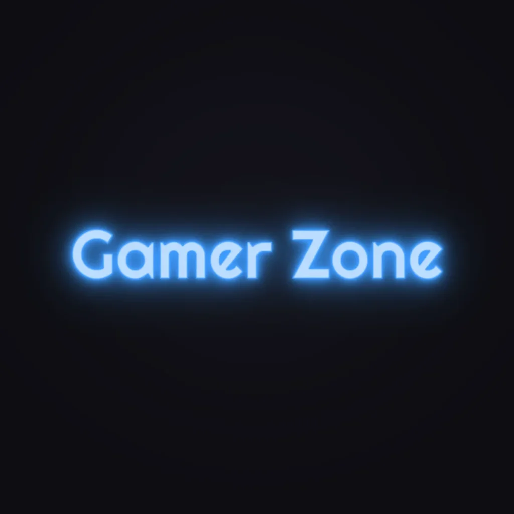 Gamer Zone Neon Sign — Electric Blue LED neon (design render)