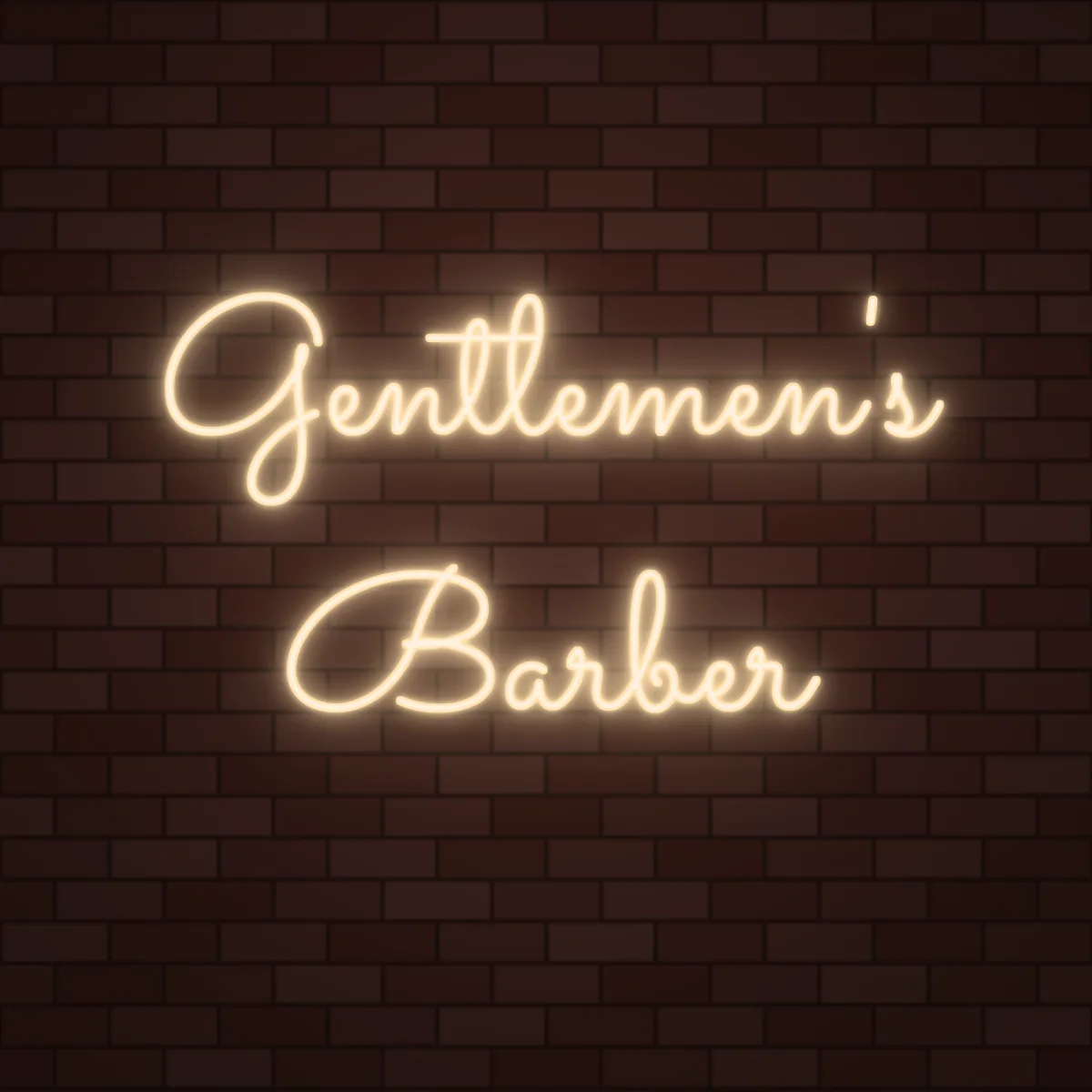Gentlemen's Barber Neon Sign on a brick wall (design render)