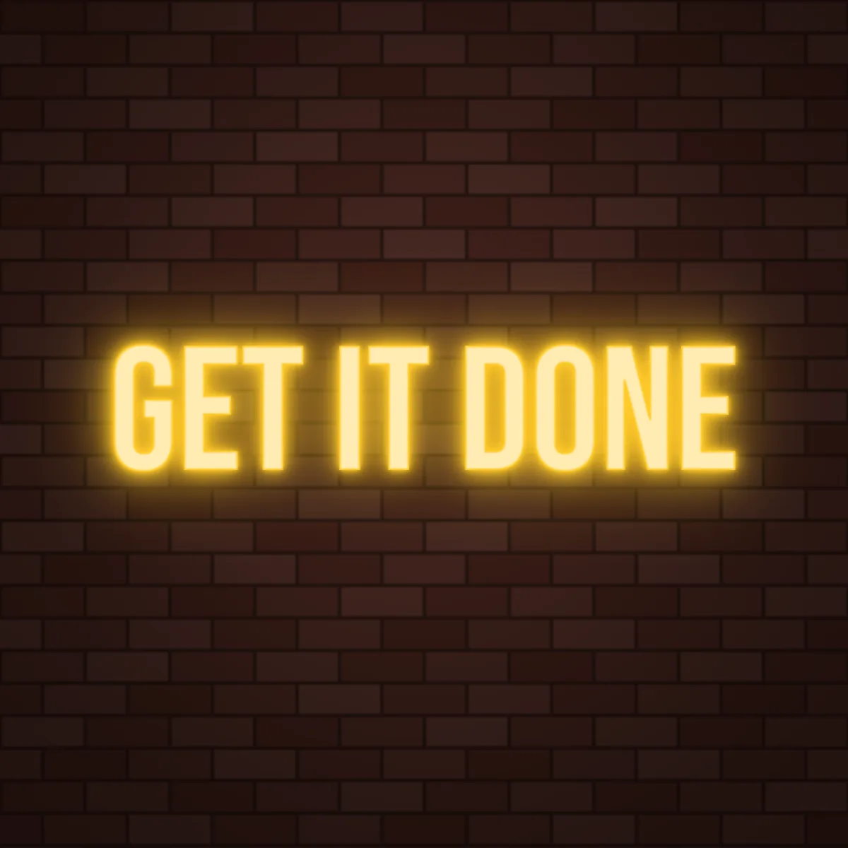 Get It Done Neon Sign on a brick wall (design render)