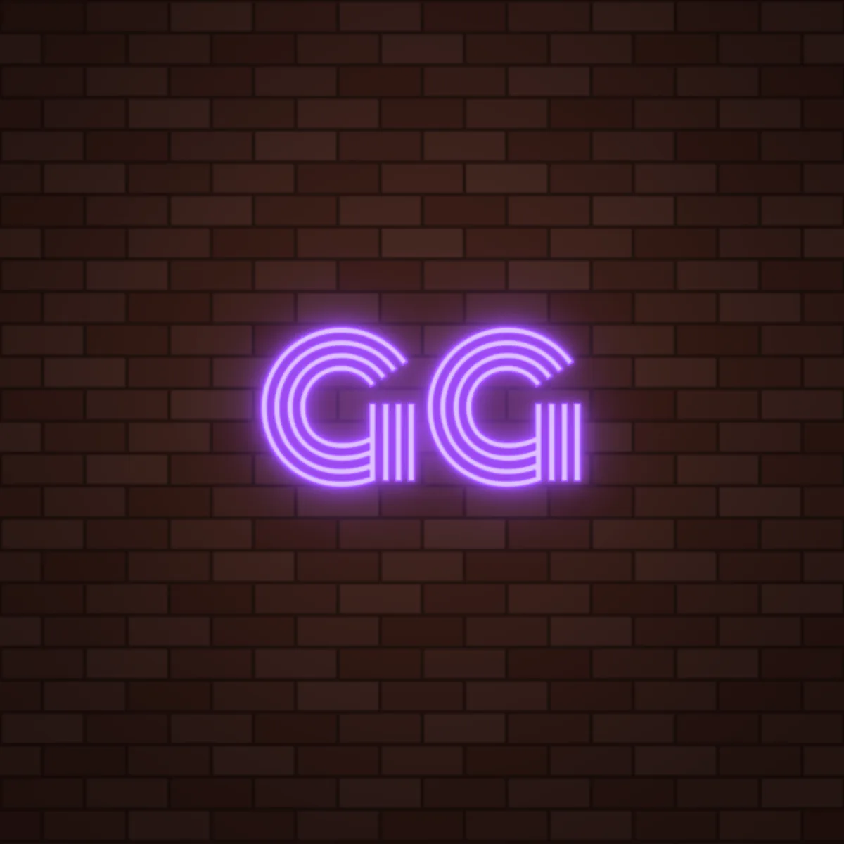 GG Neon Sign on a brick wall (design render)