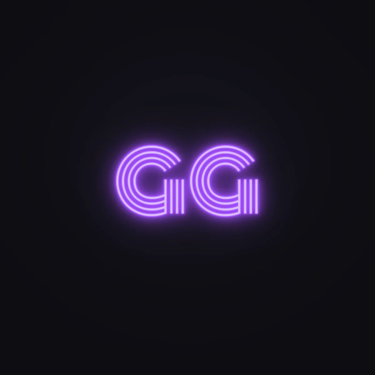 GG Neon Sign — Purple LED neon (design render)