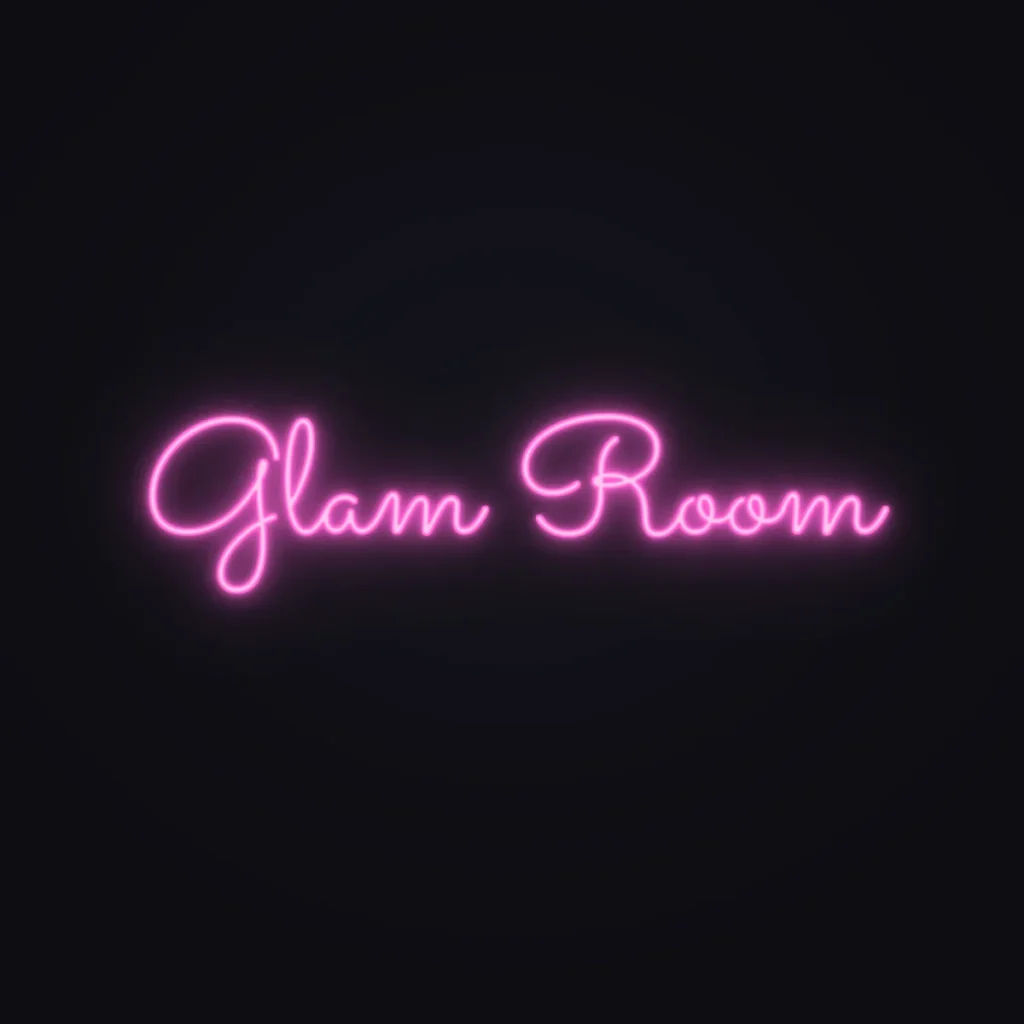 Glam Room Neon Sign — Pink LED neon (design render)