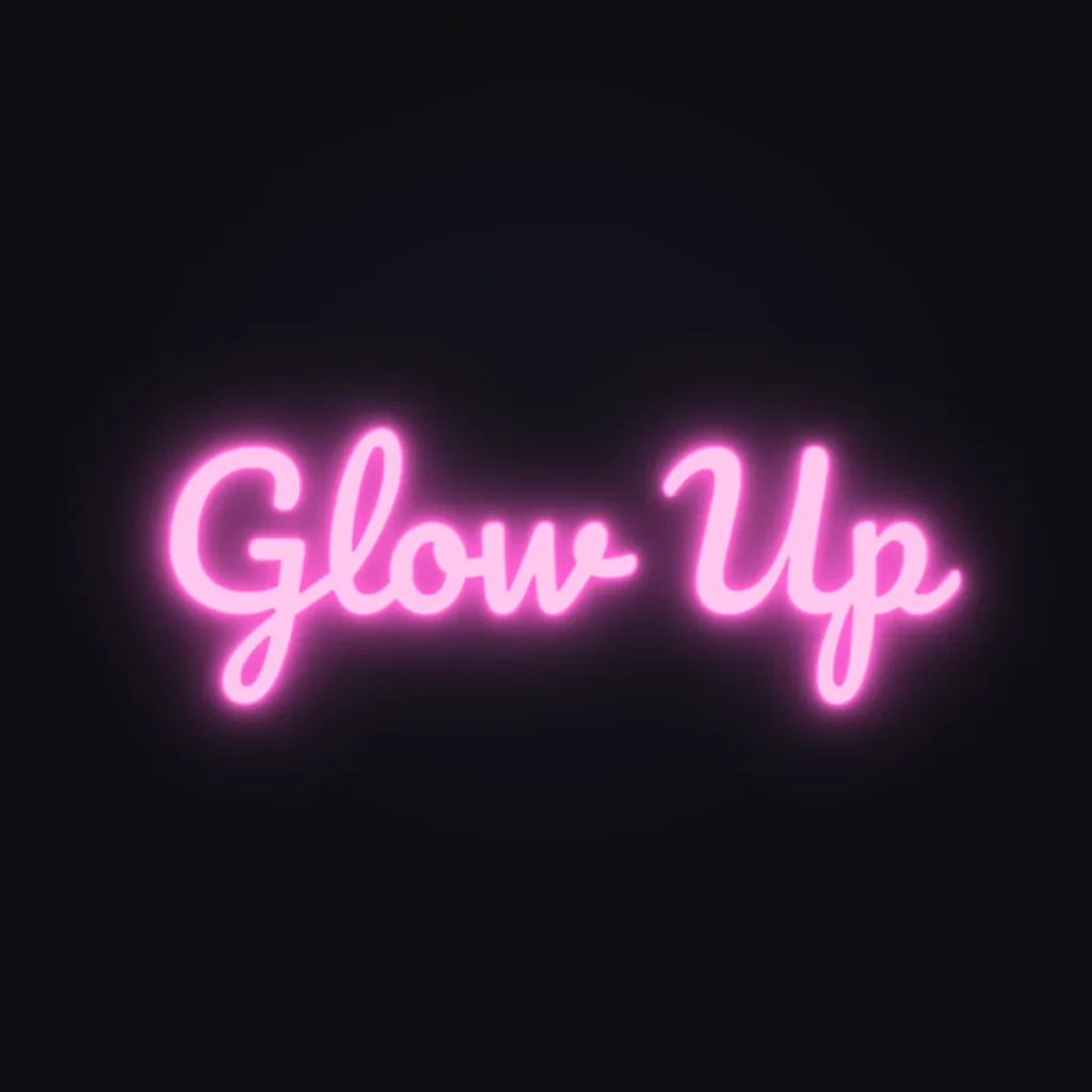 Glow Up Neon Sign — Pink LED neon (design render)