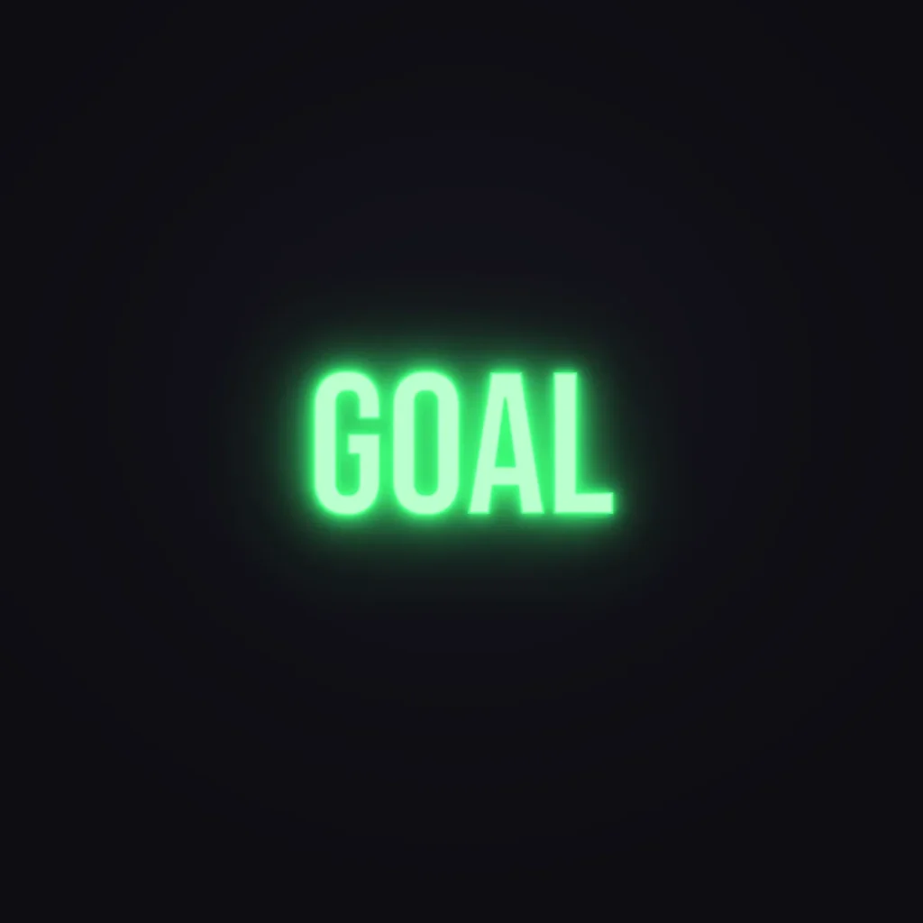 GOAL Neon Sign — Green LED neon (design render)