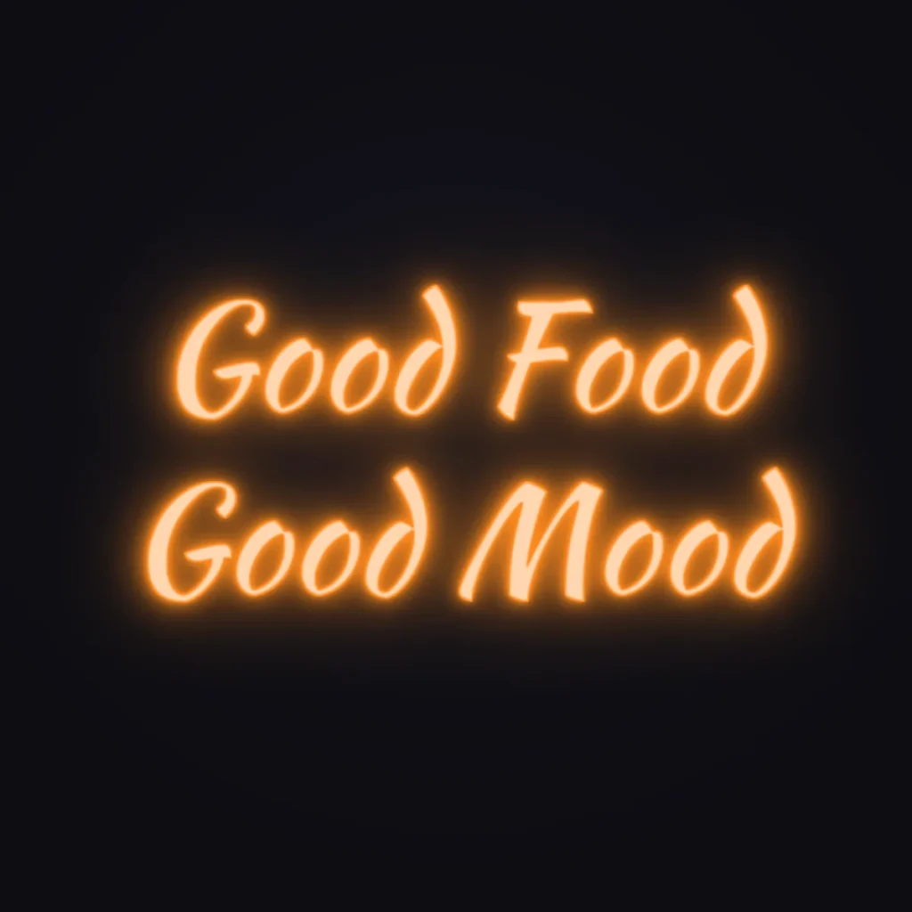 Good Food Good Mood Neon Sign — Orange LED neon (design render)