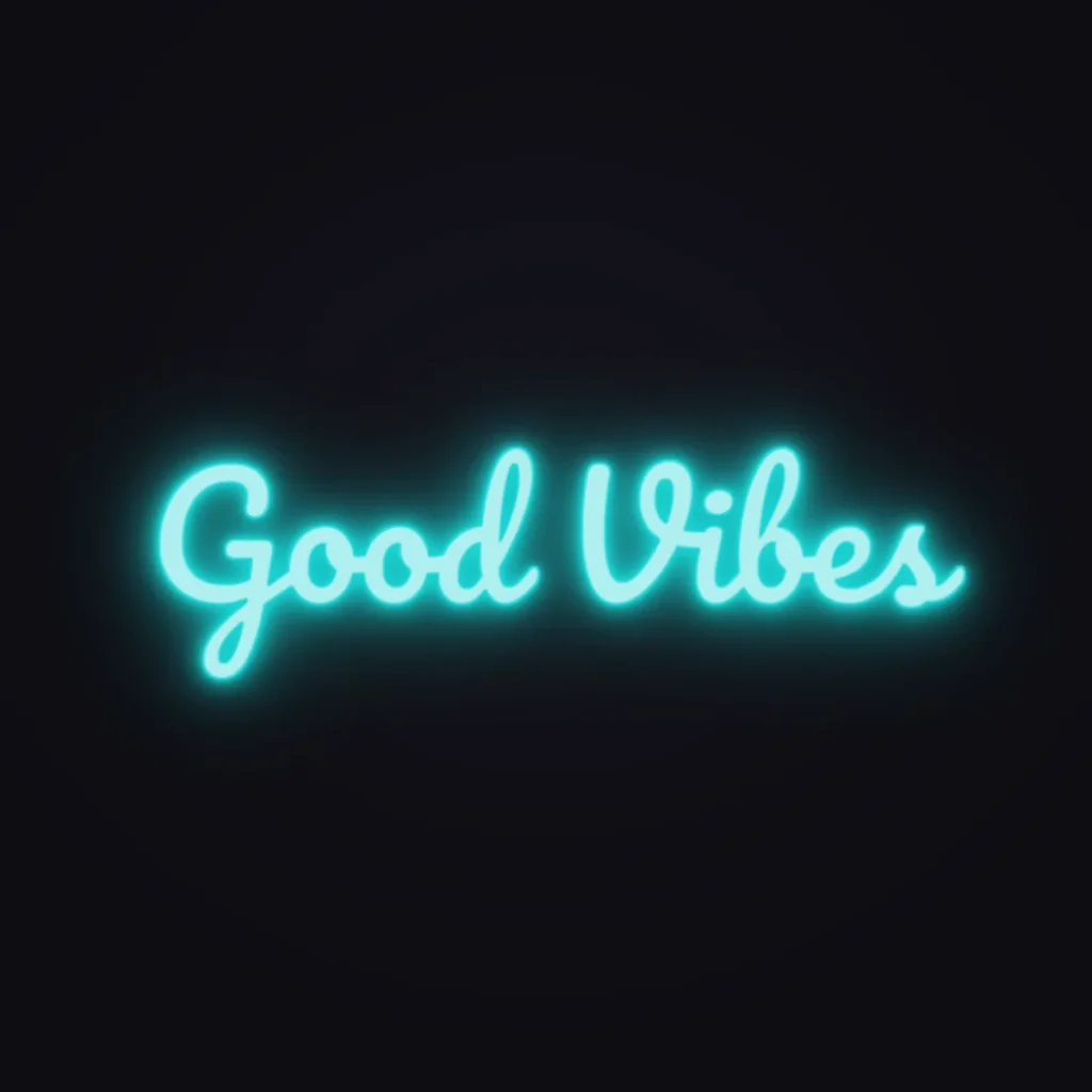Good Vibes Neon Sign — Turquoise LED neon (design render)