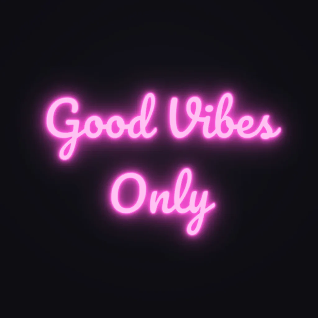Good Vibes Only Neon Sign — Pink LED neon (design render)