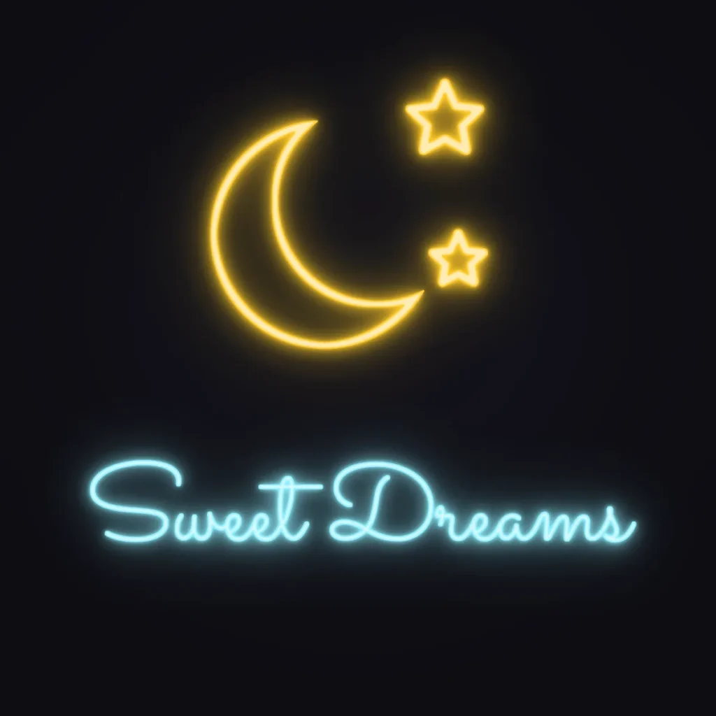 Goodnight Moon Neon Sign — Ice Blue LED neon (design render)