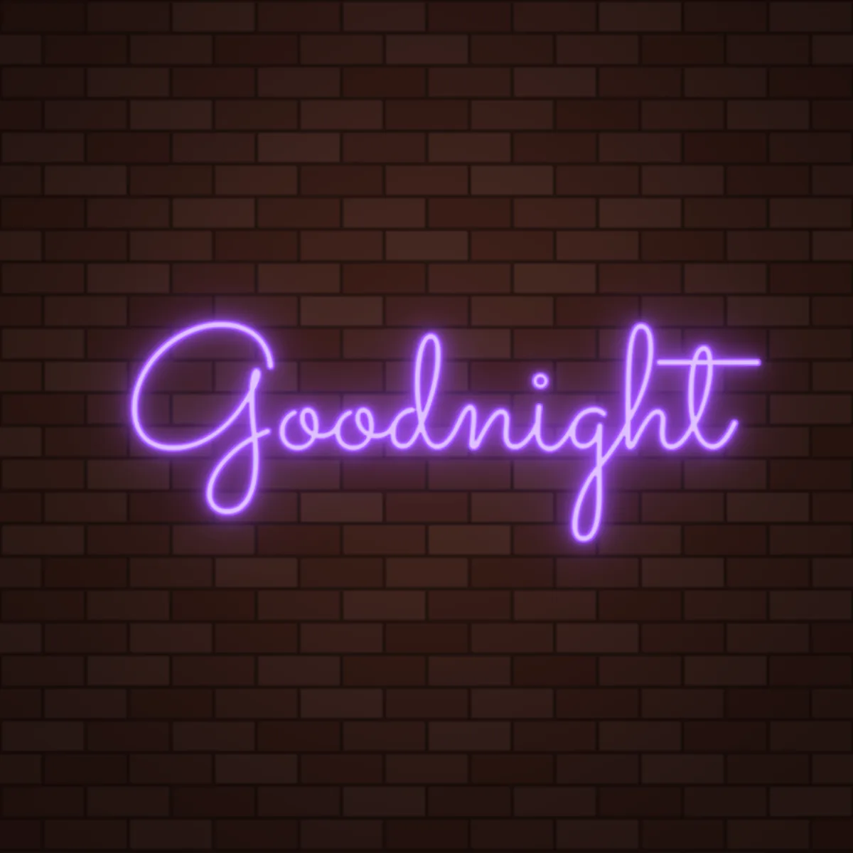 Goodnight Neon Sign on a brick wall (design render)