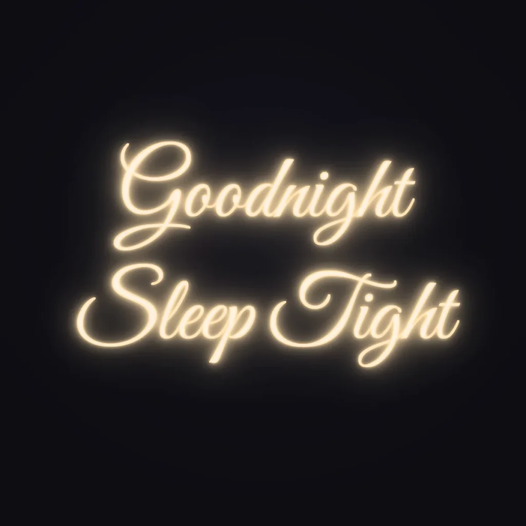 Goodnight Sleep Tight Neon Sign — Warm White LED neon (design render)