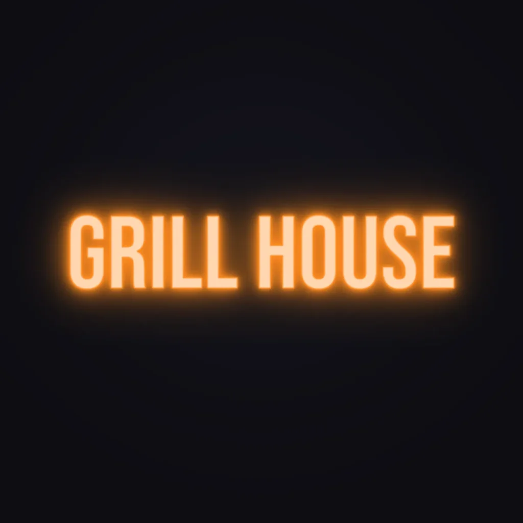 Grill House Neon Sign — Orange LED neon (design render)