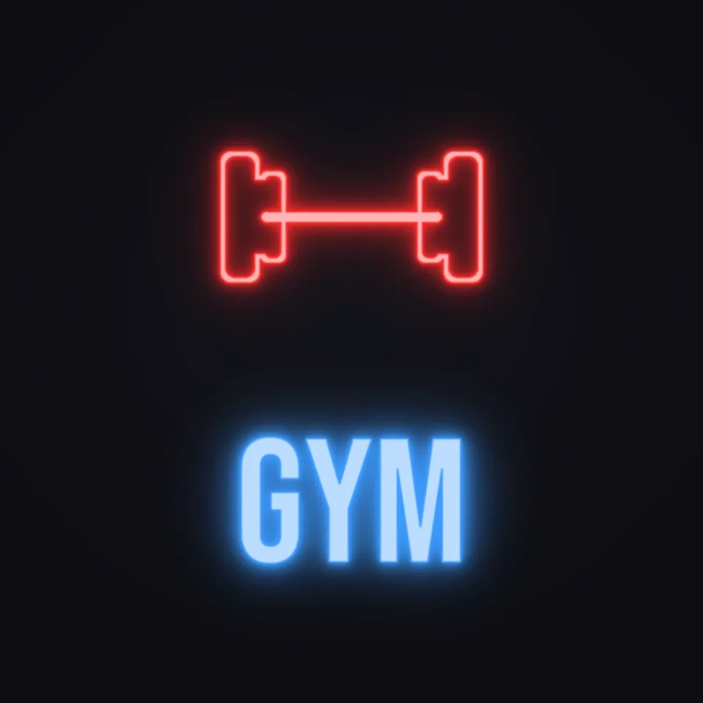Gym Dumbbell Neon Sign — Electric Blue LED neon (design render)