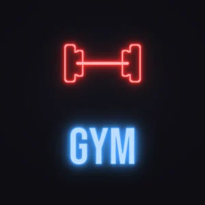 Gym Dumbbell Neon Sign — Electric Blue LED neon (design render)