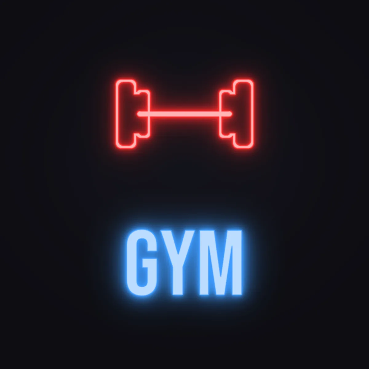 Gym Dumbbell Neon Sign — Electric Blue LED neon (design render)
