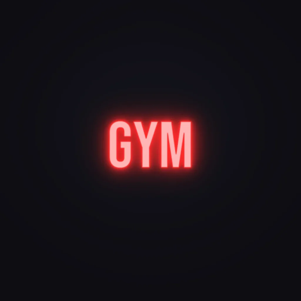 GYM Neon Sign — Red LED neon (design render)