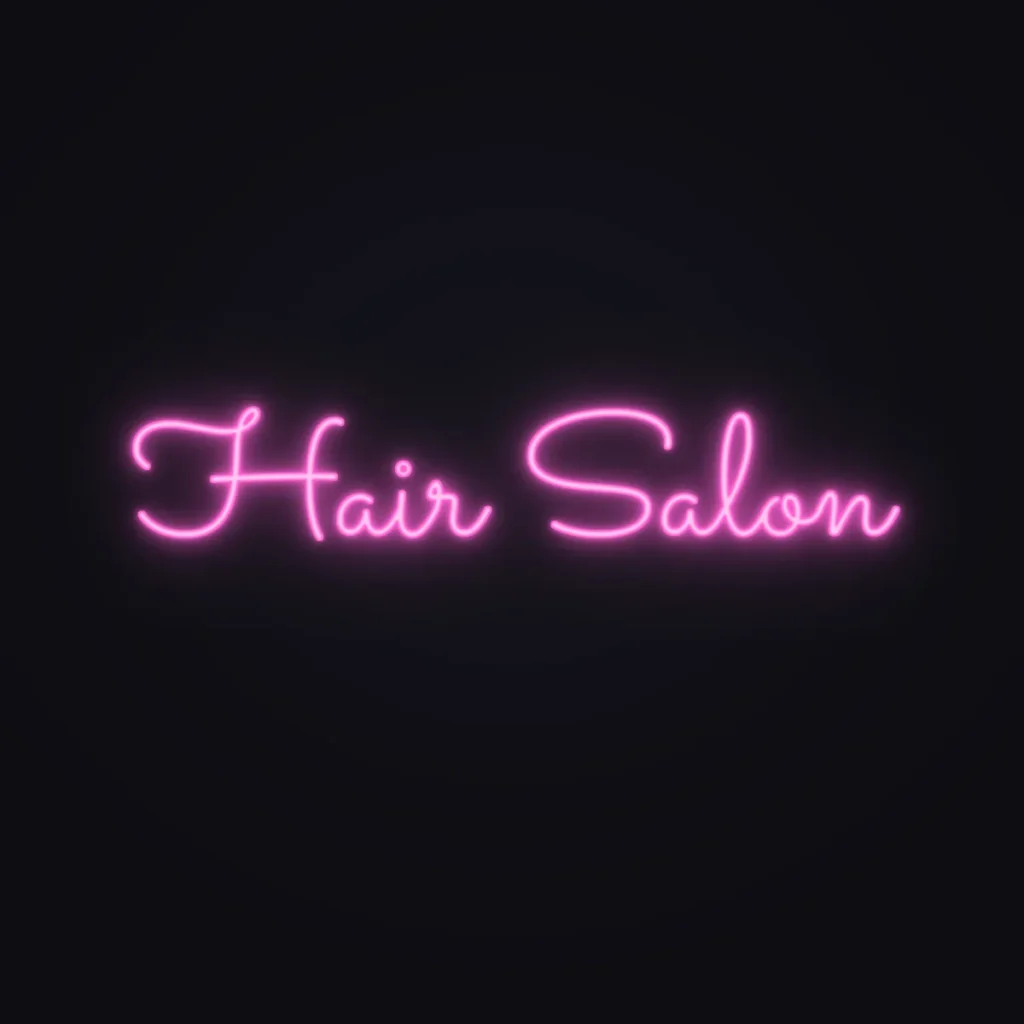 Hair Salon Neon Sign — Pink LED neon (design render)