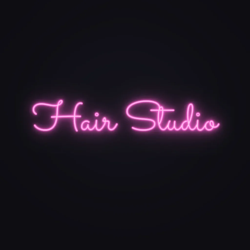 Hair Studio Neon Sign — Pink LED neon (design render)