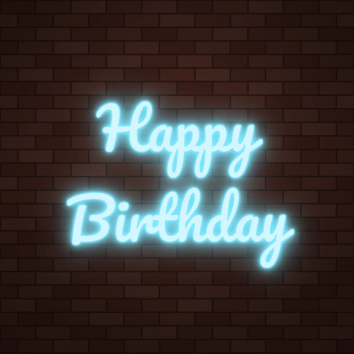 Happy Birthday Neon Sign on a brick wall (design render)