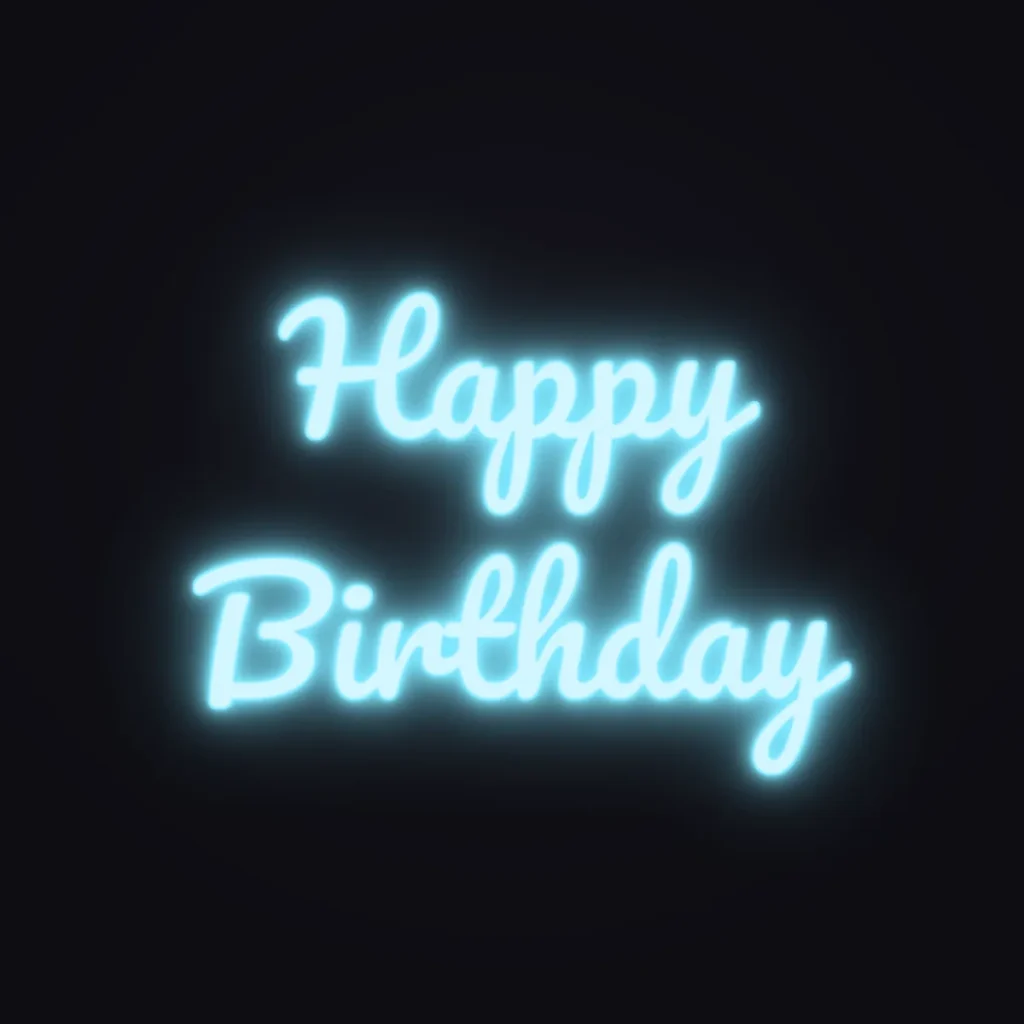 Happy Birthday Neon Sign — Ice Blue LED neon (design render)