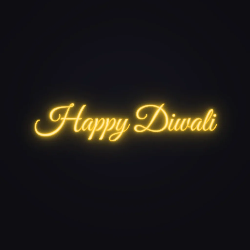 Happy Diwali Neon Sign — Golden Yellow LED neon (design render)