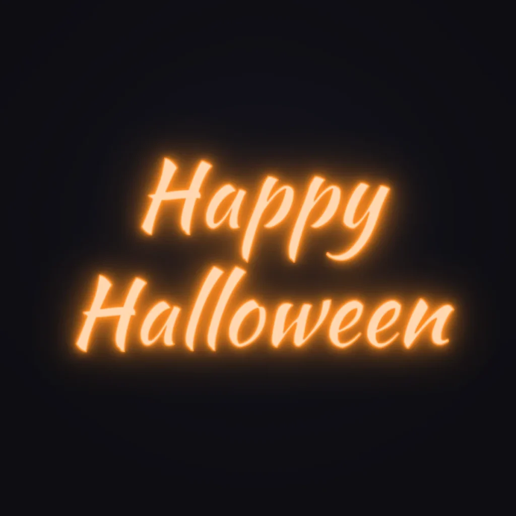 Happy Halloween Neon Sign — Orange LED neon (design render)