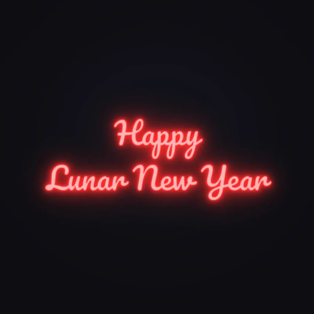 Happy Lunar New Year Neon Sign — Red LED neon (design render)