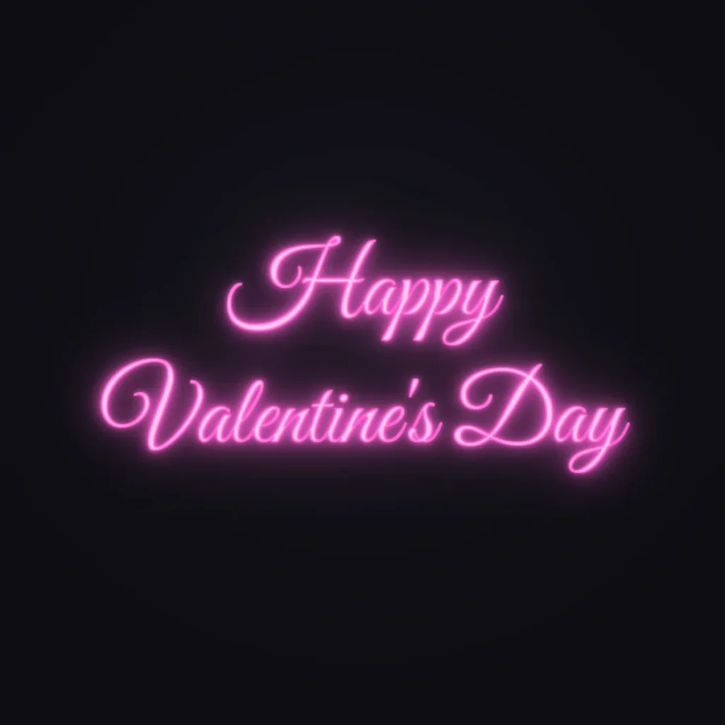 Happy Valentine's Day Neon Sign — Pink LED neon (design render)