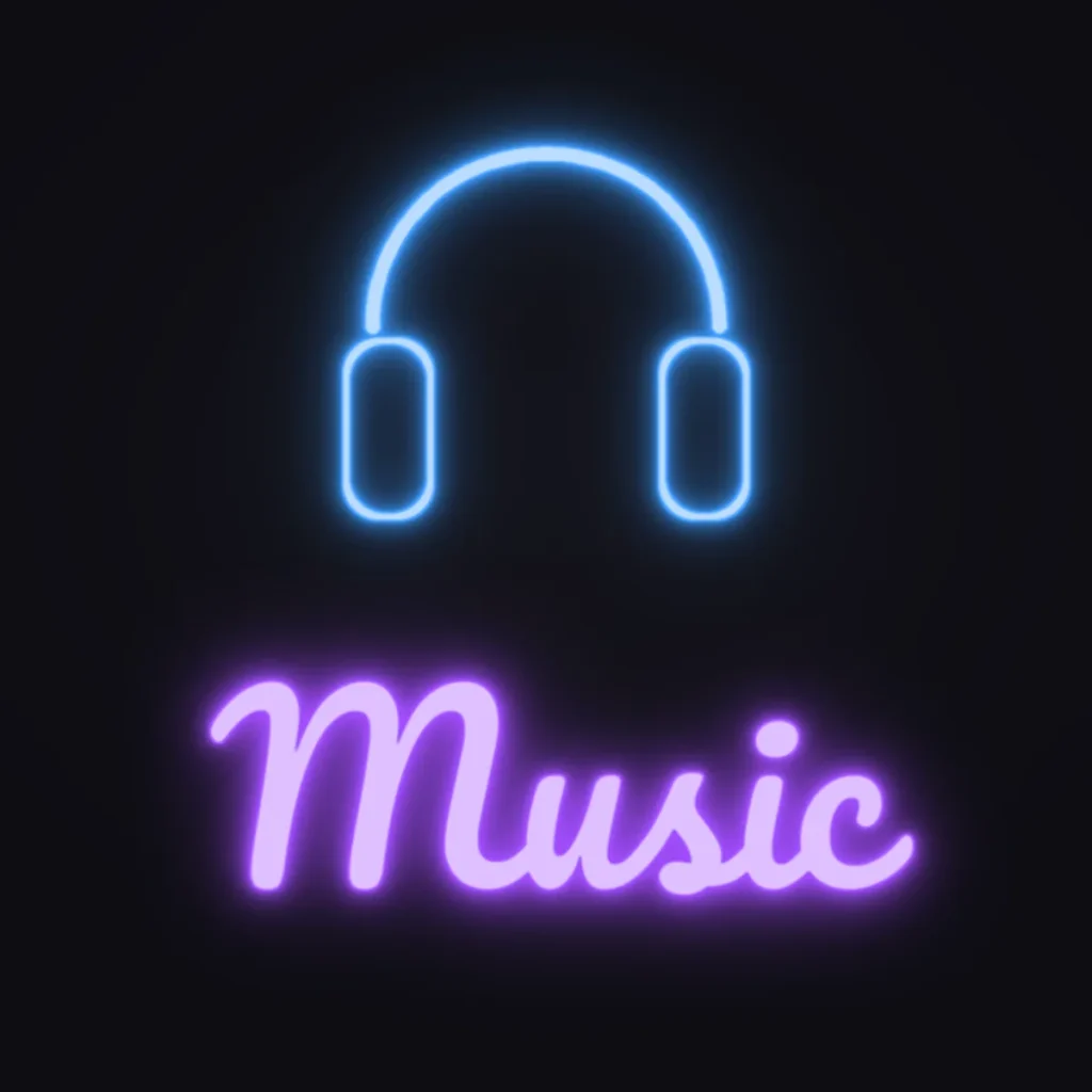 Headphones Neon Sign — Purple LED neon (design render)