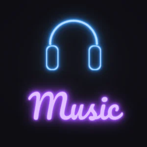 Headphones Neon Sign — Purple LED neon (design render)