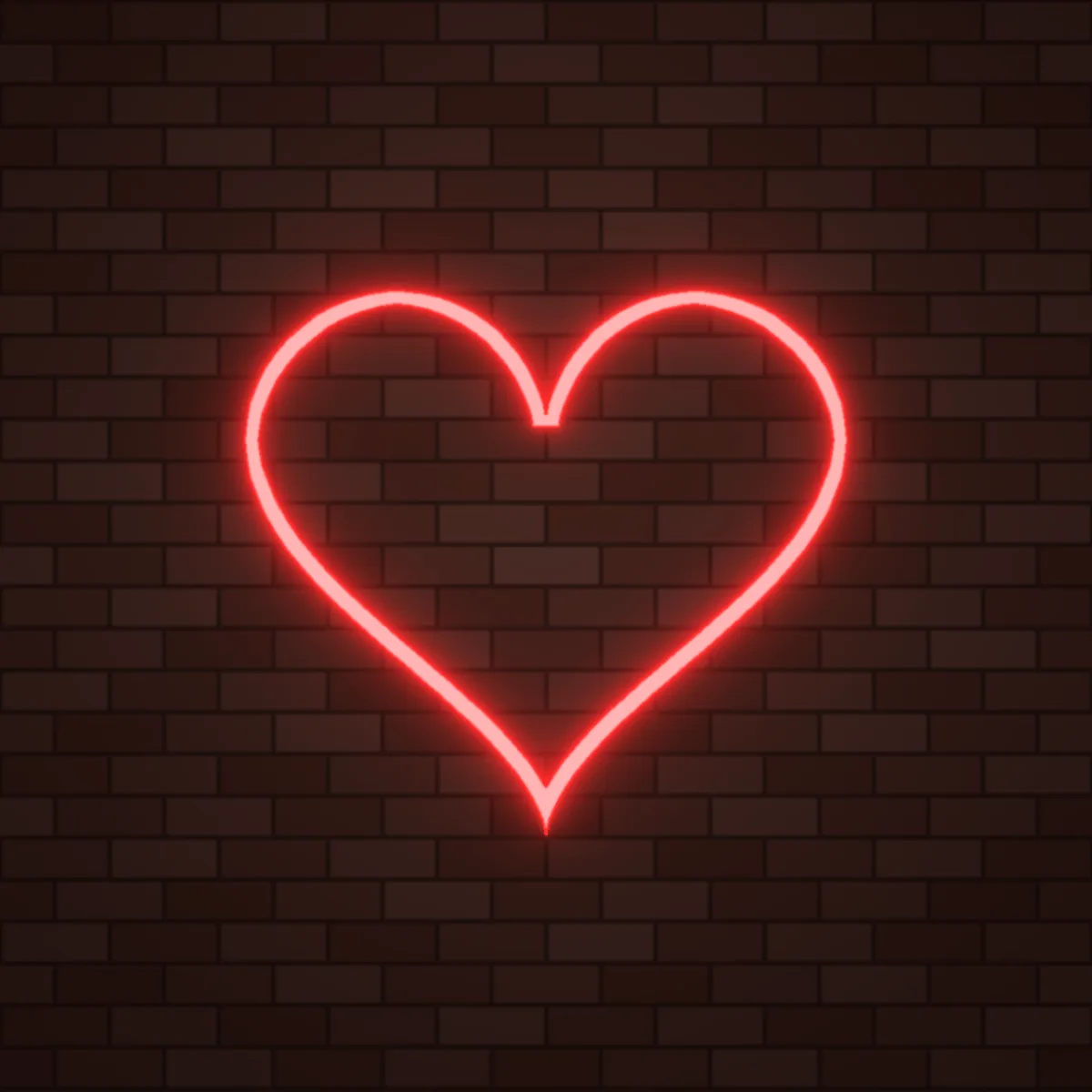 Heart Neon Sign on a brick wall (design render)