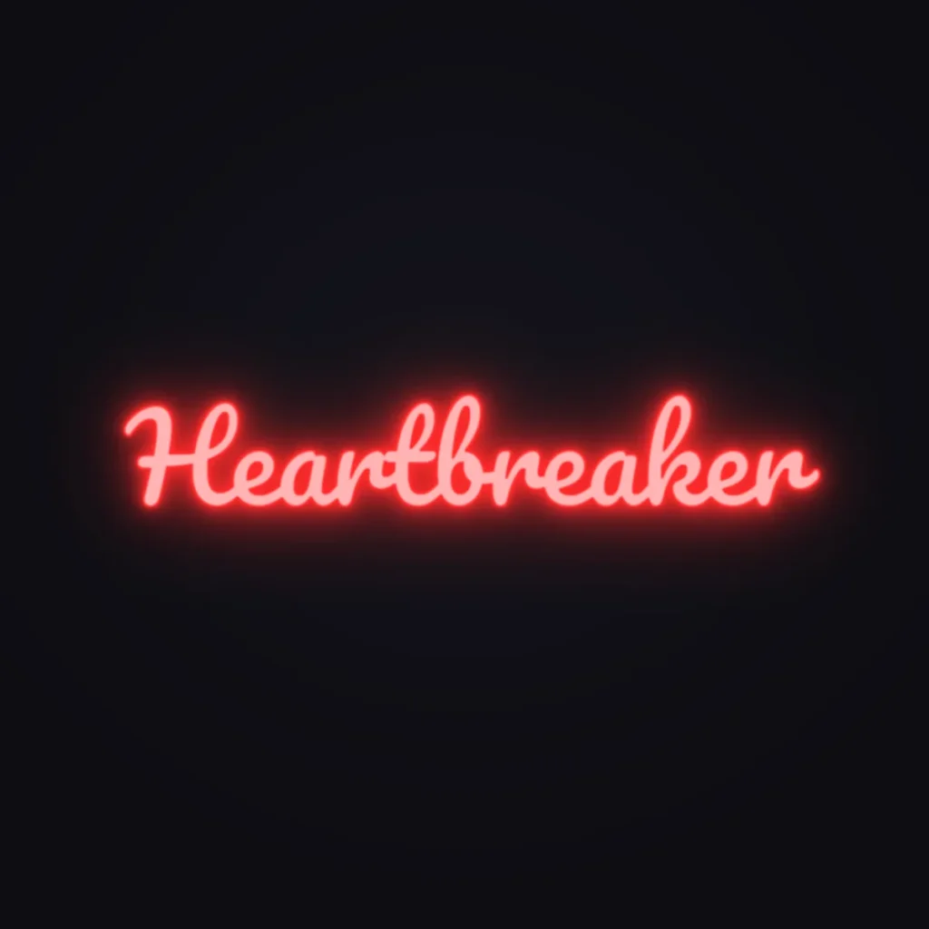 Heartbreaker Neon Sign — Red LED neon (design render)