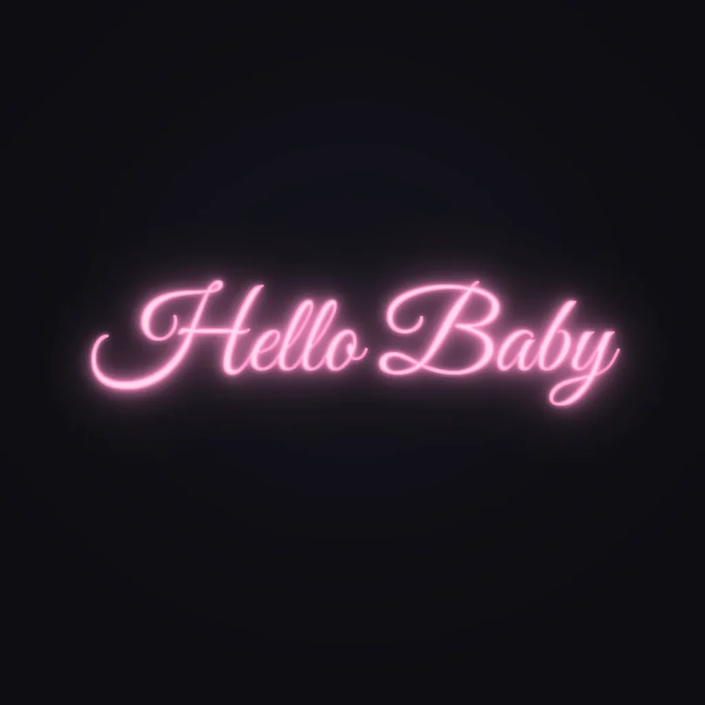Hello Baby Neon Sign — Candy Pink LED neon (design render)