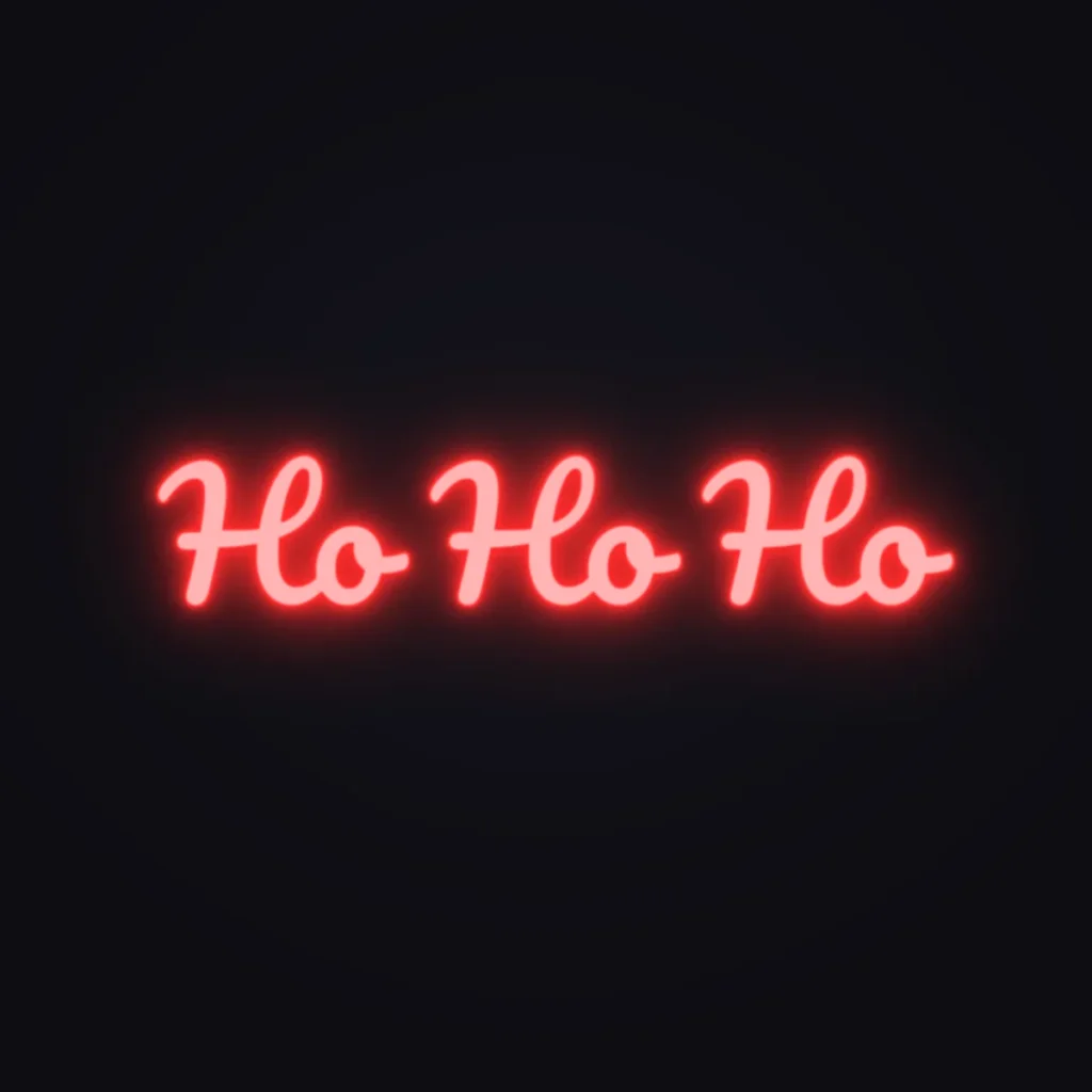 Ho Ho Ho Neon Sign — Red LED neon (design render)