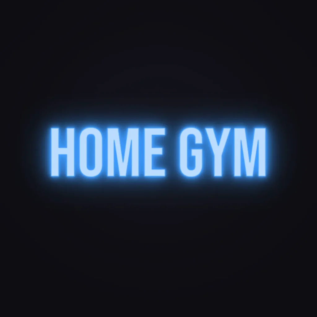 Home Gym Neon Sign — Electric Blue LED neon (design render)