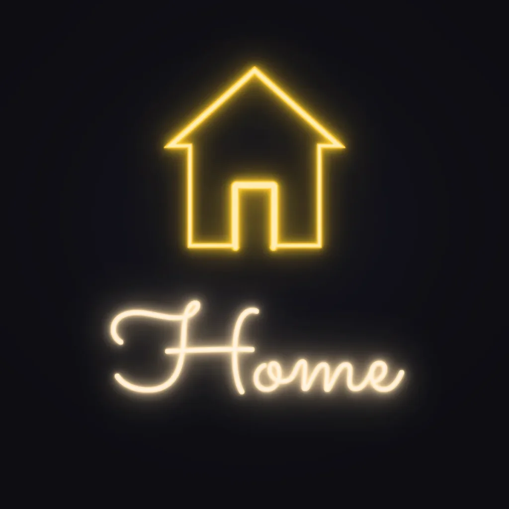Home Sweet Home House Neon Sign — Warm White LED neon (design render)