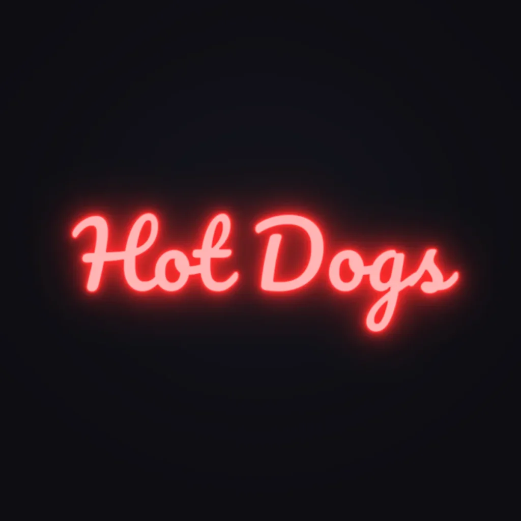 Hot Dogs Neon Sign — Red LED neon (design render)