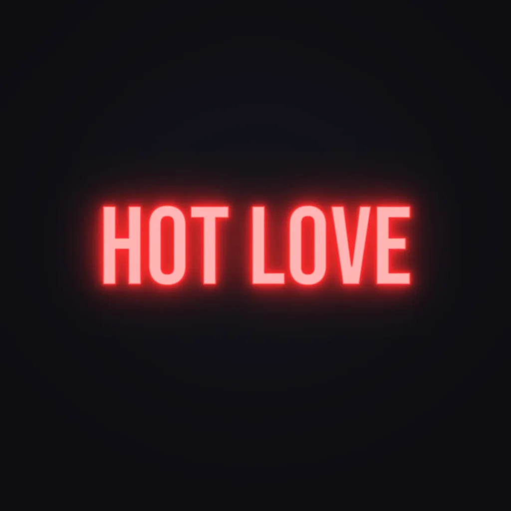 Hot Love Neon Sign — Red LED neon (design render)