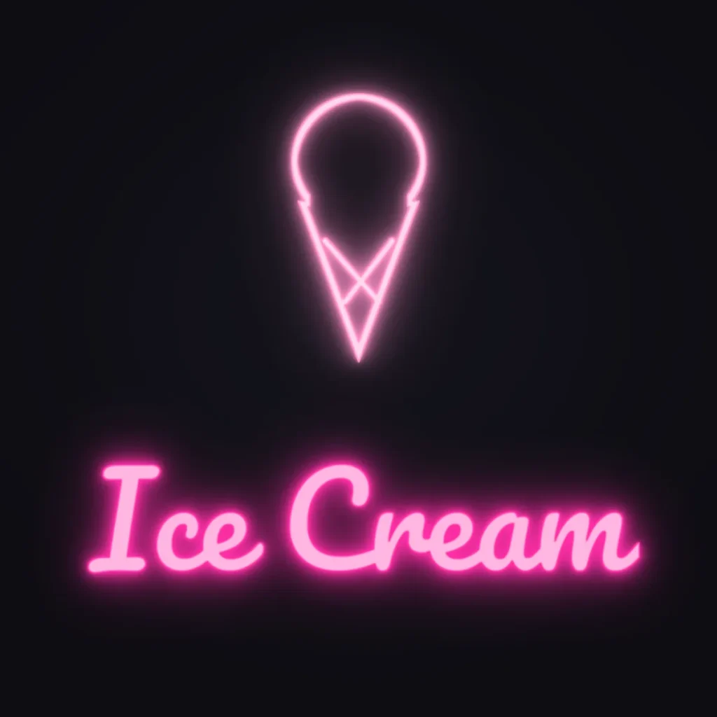 Ice Cream Cone Neon Sign — Hot Pink LED neon (design render)