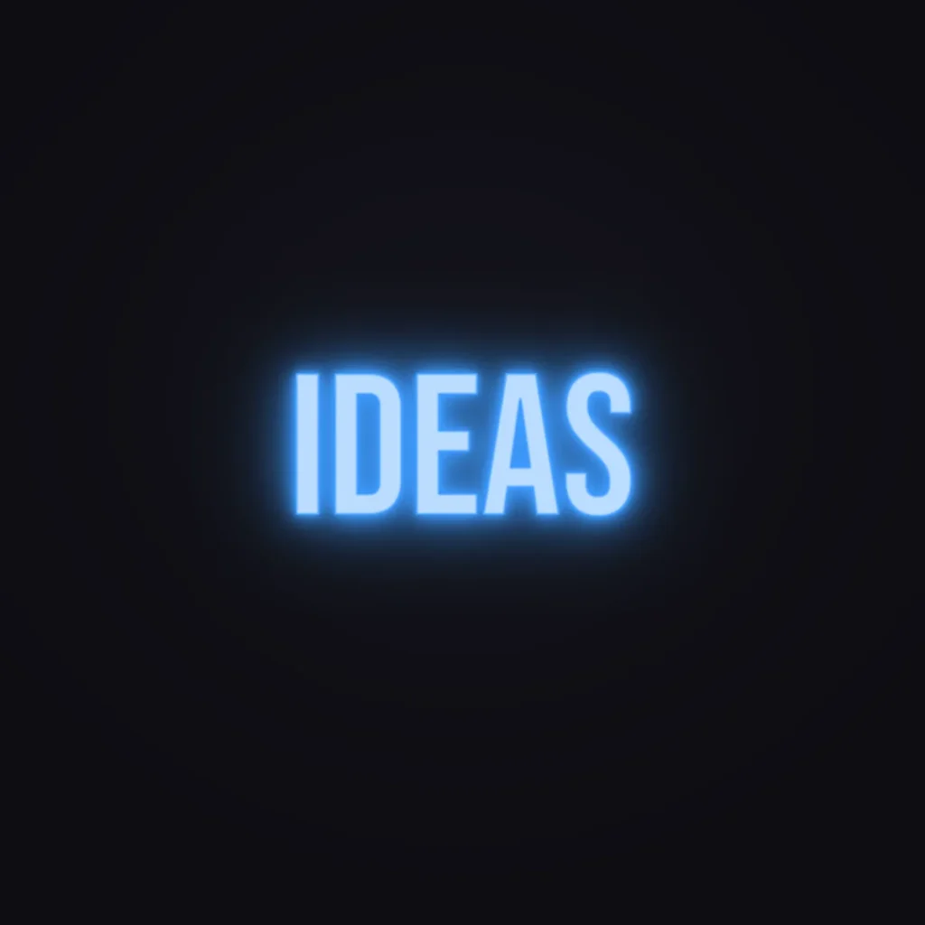 IDEAS Neon Sign — Electric Blue LED neon (design render)